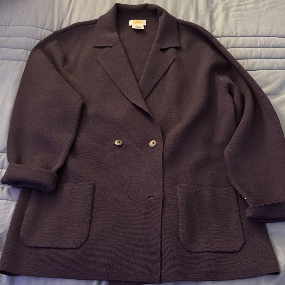 Talbots Navy Double-Breasted Blazer